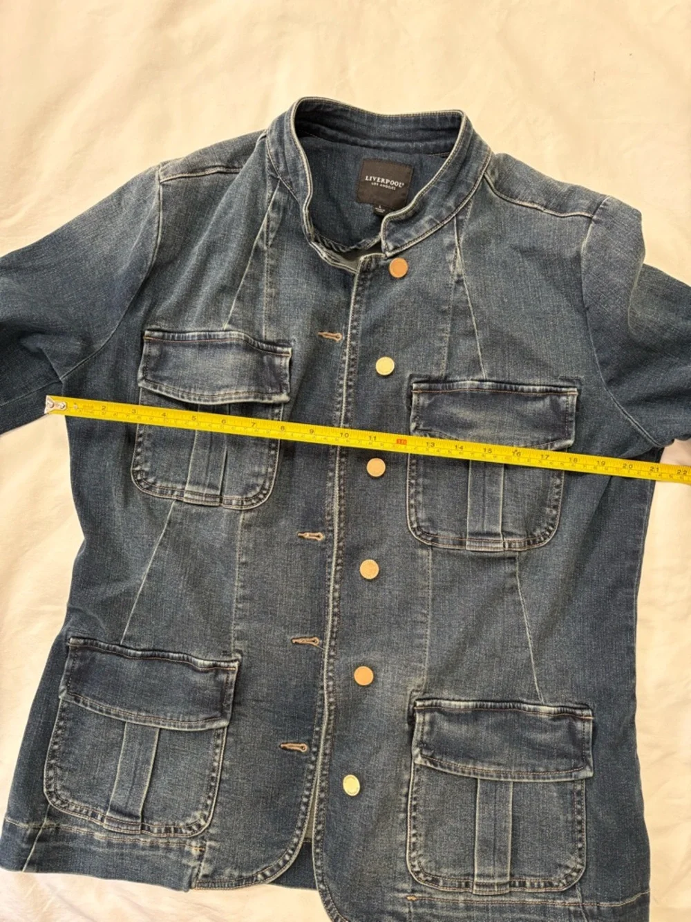 Liverpool Dark Blue Denim Jacket with Front Patch Pockets - Picture 8 of 14